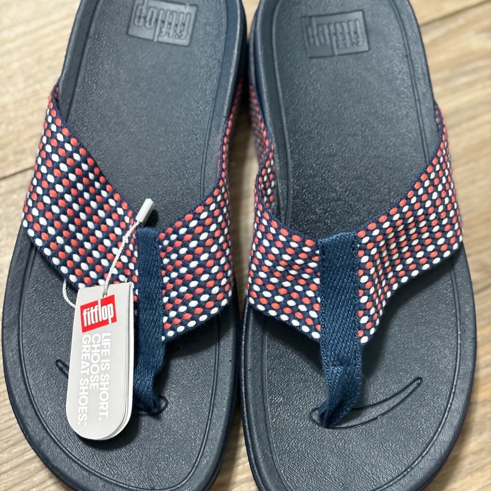 FitFlops Women's Surfa Canvas Slip-on Flip Flop Thong Sandals New with Tags